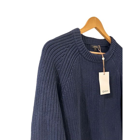 (Sold)Quince Knit Sweater  Cotton Chunky Knit Size Large Womens NWT Navy Blue - Picture 3 of 10